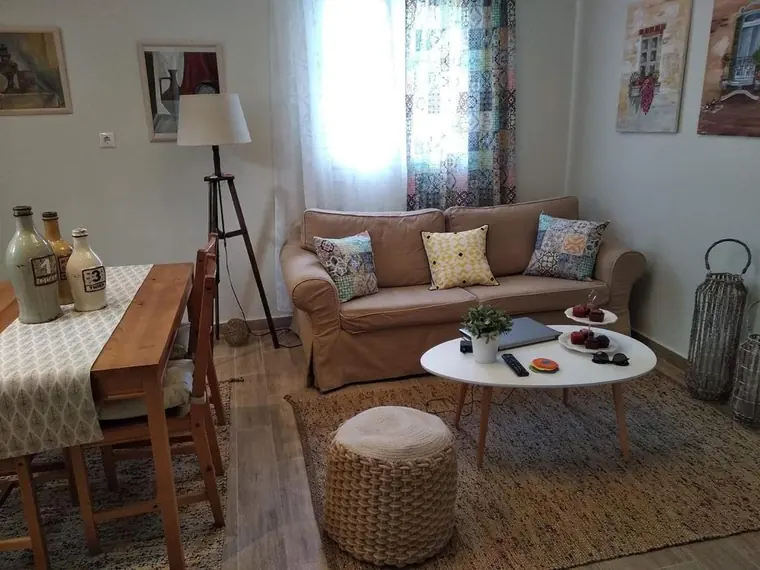Living and dining area in one bright room